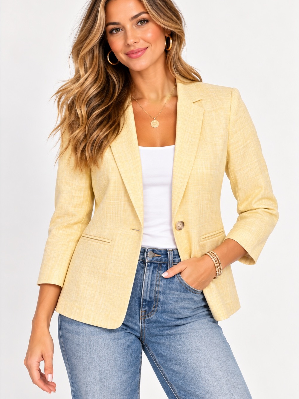 NWOT Ann Taylor Women's Yellow Tailored Single-Button Blazer size 2